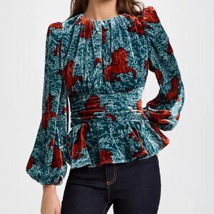 NEW RHODE AILEEN VELVET TOP IN SHETLAND PONY BLUE ICE SIZE 6